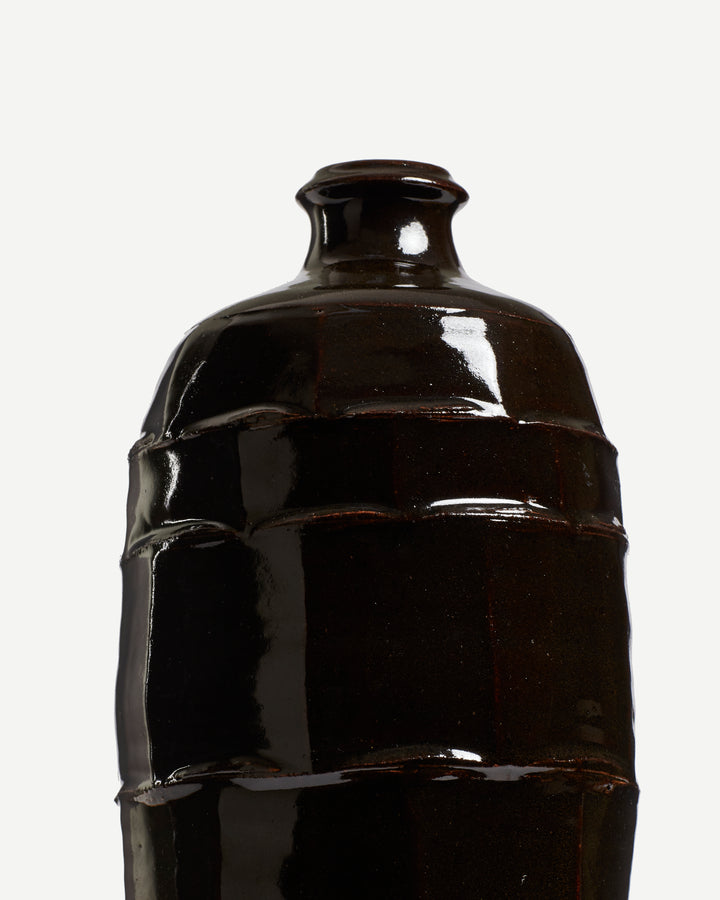 Tall Faceted Vase in Tenmoku