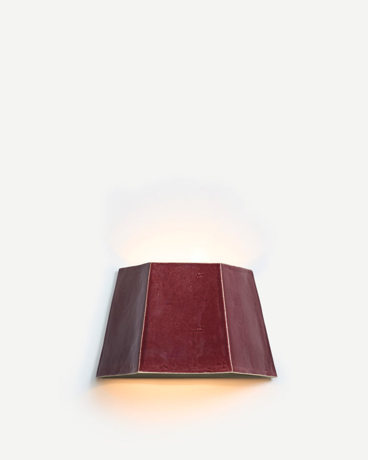 Faceted Sugar Cone Wall Light in Crimson