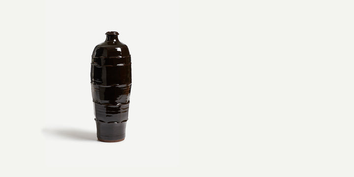 Tall Faceted Vase in Tenmoku