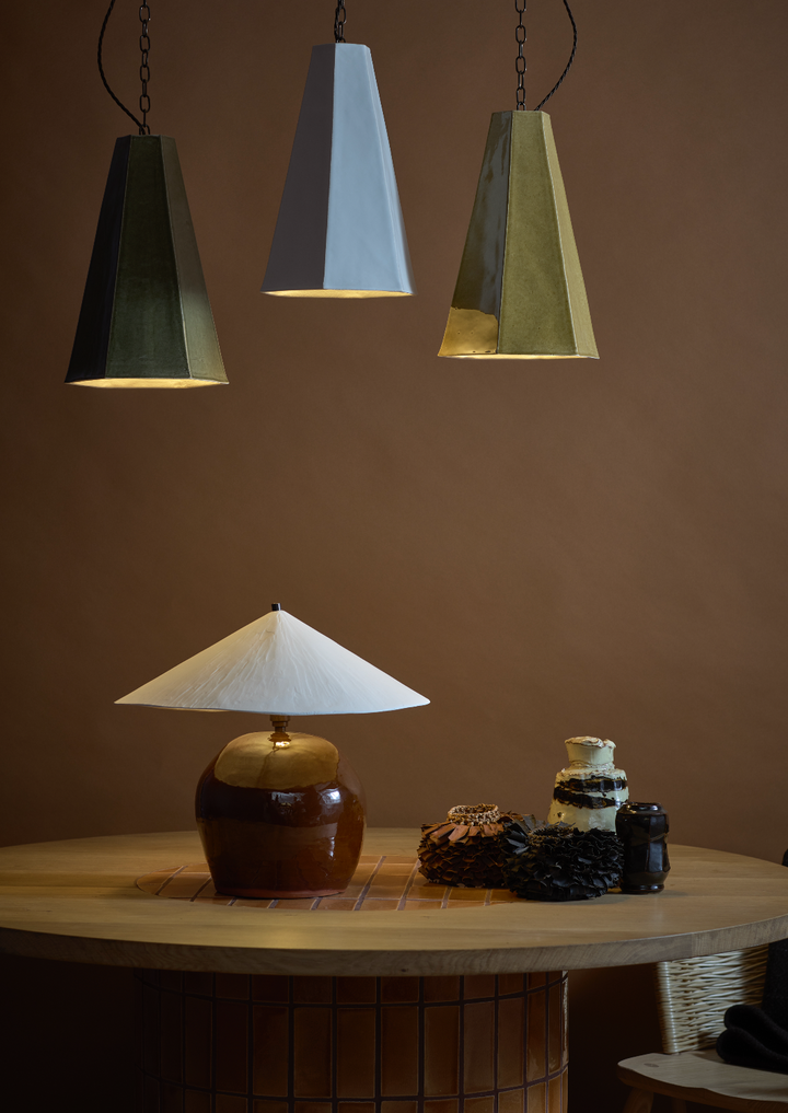 Faceted Sugar Cone Light in Green