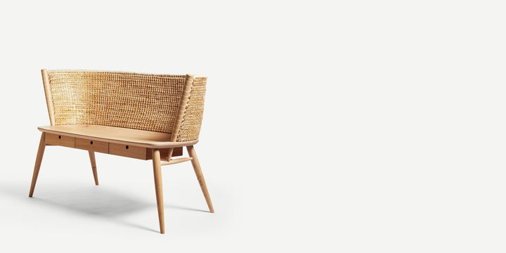 Brodgar Straw Back Bench (With Drawers)
