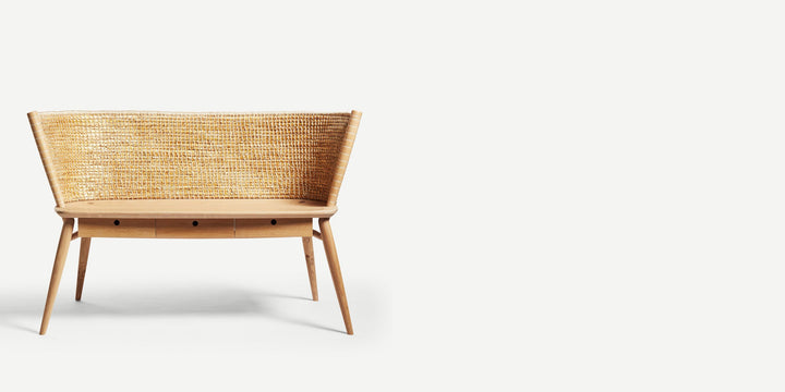 Brodgar Straw Back Bench (With Drawers)