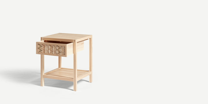 Stitched Side Table in Ash & Natural Cord