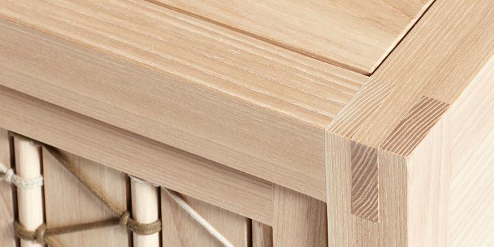 Stitched Side Table in Ash & Natural Cord