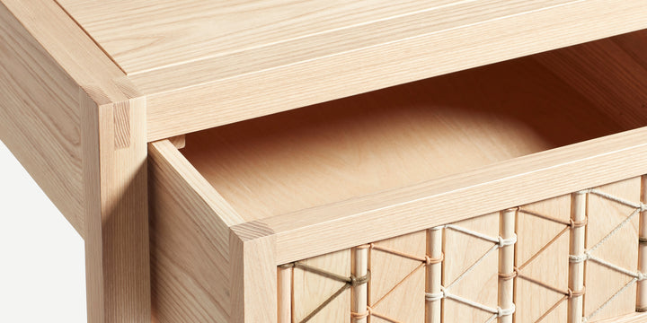 Stitched Side Table in Ash & Natural Cord