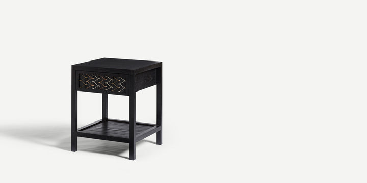 Stitched Side Table in Blackened Ash & Natural Cord