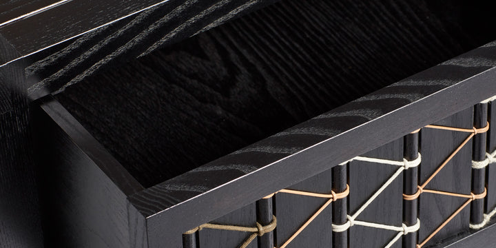 Stitched Side Table in Blackened Ash & Natural Cord