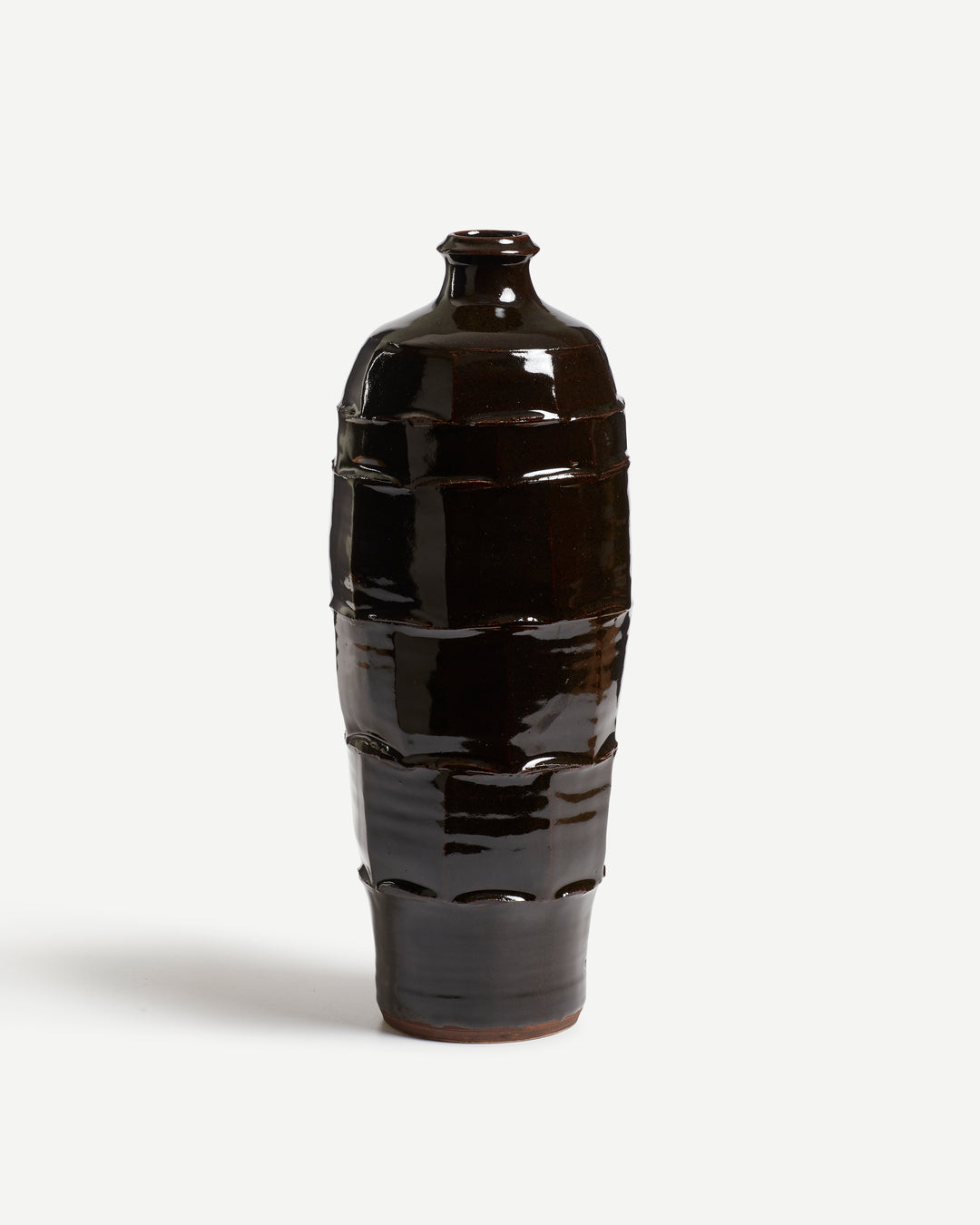 Tall Faceted Vase in Tenmoku