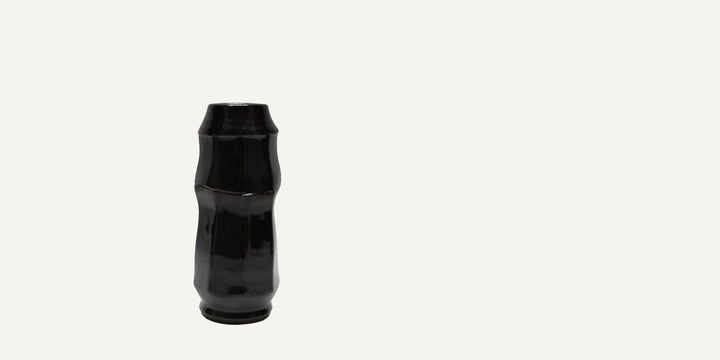 Tall Bud Vase in Cream, Tenmoku or Rutile