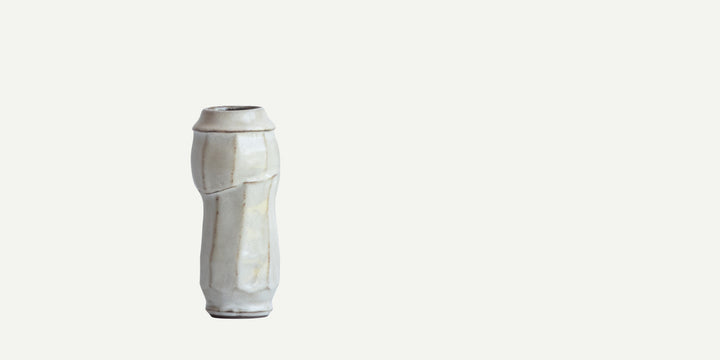 Tall Bud Vase in Cream, Tenmoku or Rutile
