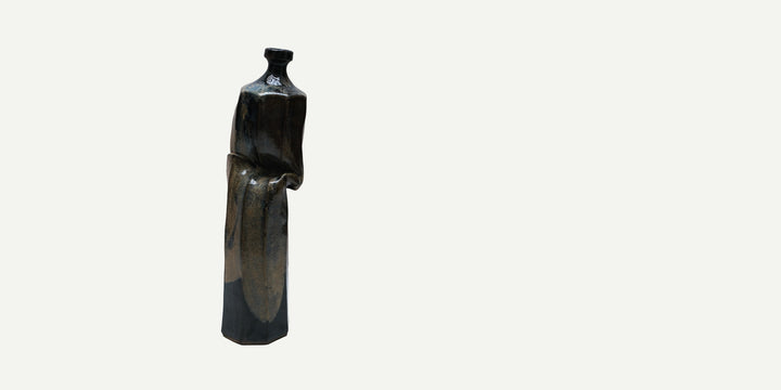 No. 2 Twisted Bottleneck Vase Tenmoku/Rutile