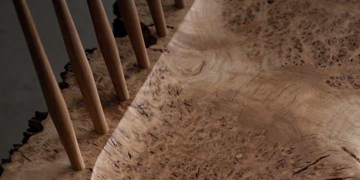 Sculptural English Burr Oak Bench