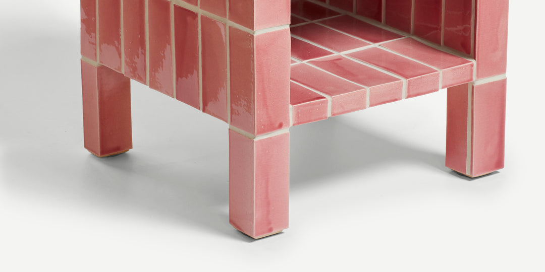 Welcome Side Table with Shelf in Rose