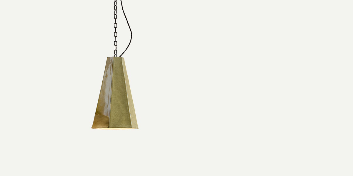 Faceted Sugar Cone Light in Green