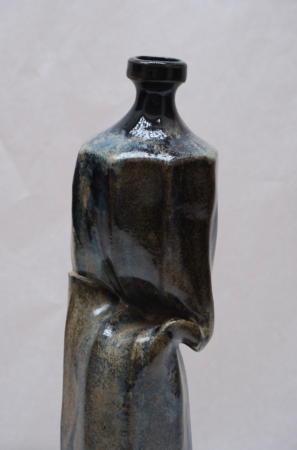 No. 2 Twisted Bottleneck Vase Tenmoku/Rutile