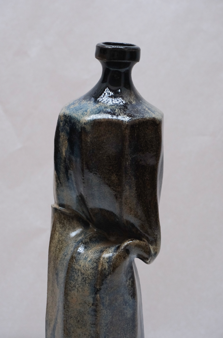 No. 2 Twisted Bottleneck Vase Tenmoku/Rutile