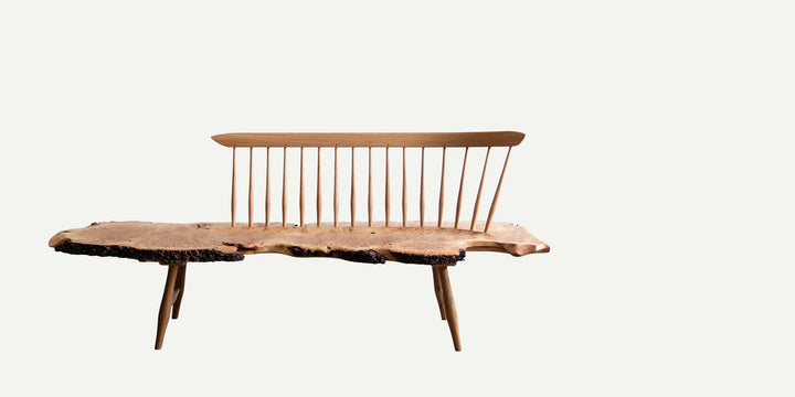Sculptural English Burr Oak Bench