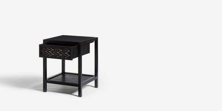 Stitched Side Table in Blackened Ash & Natural Cord