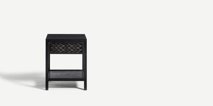Stitched Side Table in Blackened Ash & Natural Cord